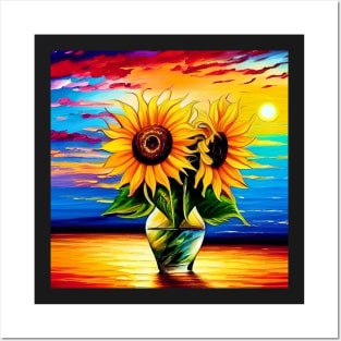Sunflowers at Sunset Posters and Art